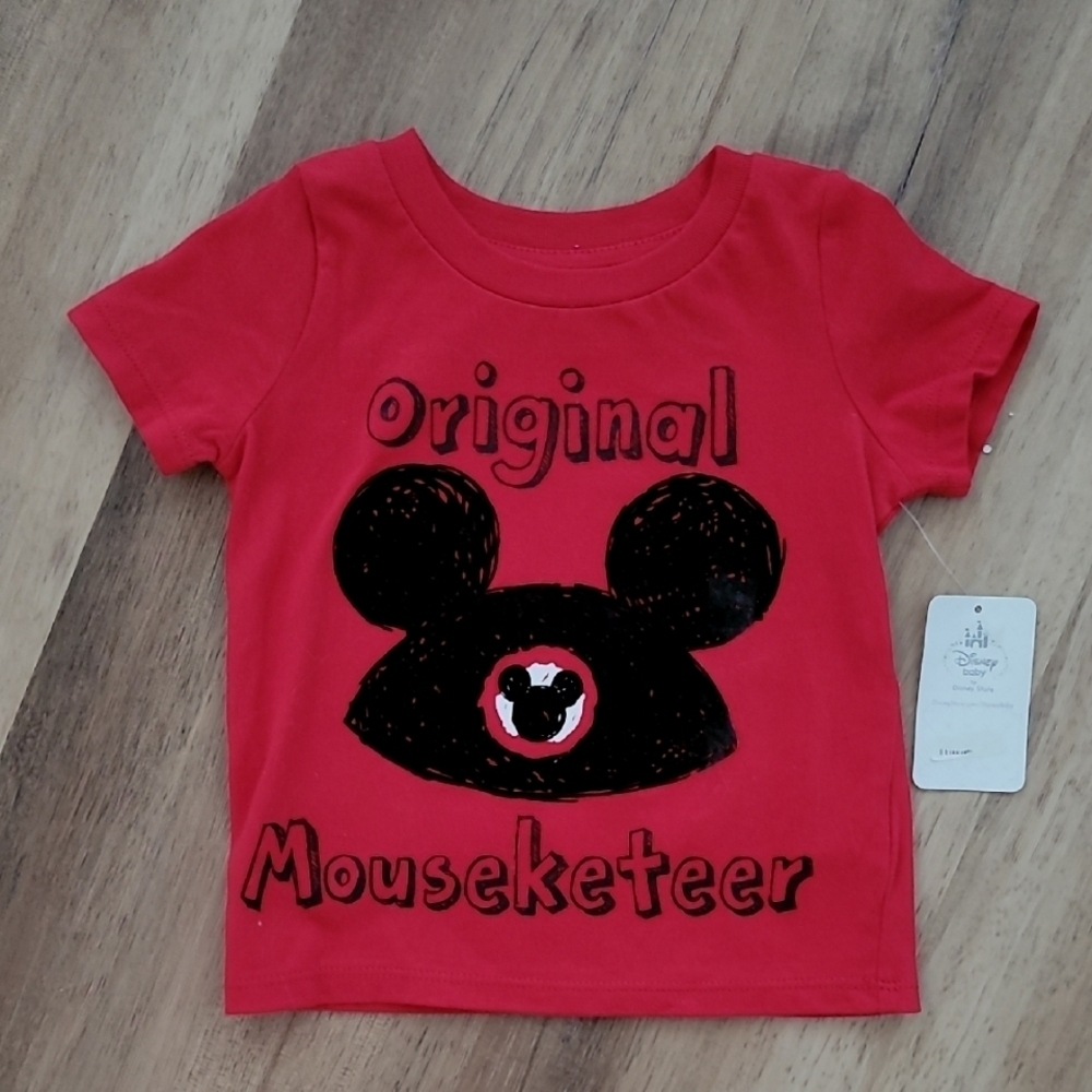 NWT Disney Mouseketeer Short Sleeve Tee Top Red Cotton 9-12m